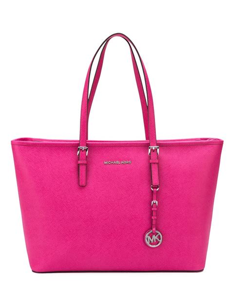 michael kors tote bright pink|Michael Kors large pink tote.